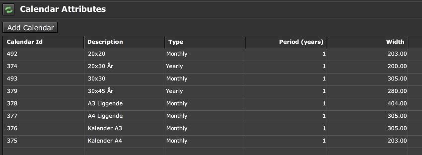 Calendar Attributes