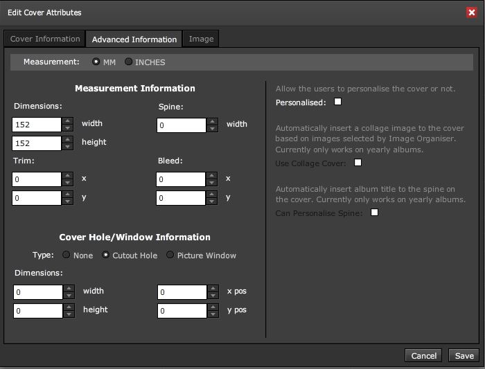 Cover attributes setting