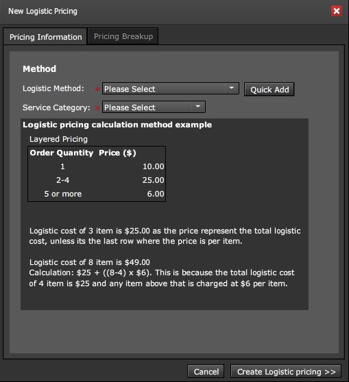 Logistic Pricing detail