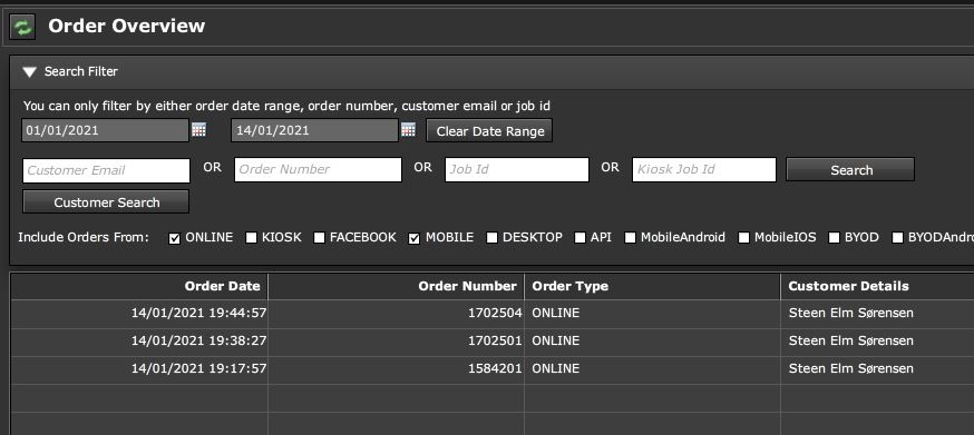order overview