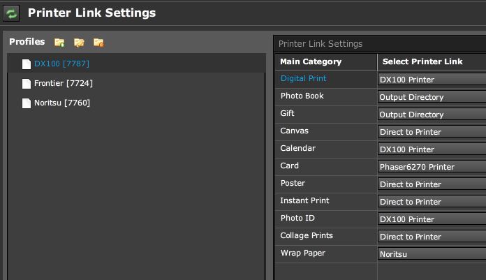 Printer link settings
